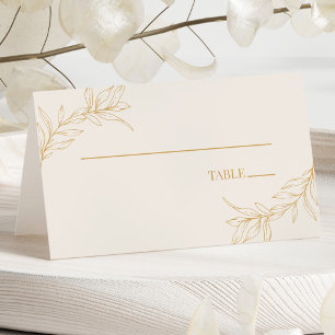 Minimale Minimalistische Beige Gold Branch Leaf Ho Platzkarte