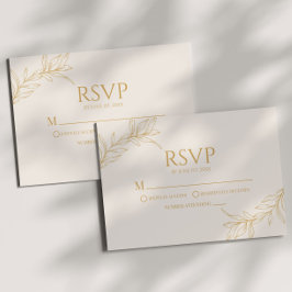Minimale Minimalistische Beige Gold Branch Leaf Ho RSVP Karte
