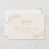Minimale Minimalistische Beige Gold Branch Leaf Ho RSVP Karte (Vorderseite)