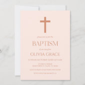 Minimale Minimalistische einfache braune Boho Tauf Einladung (Vorderseite)