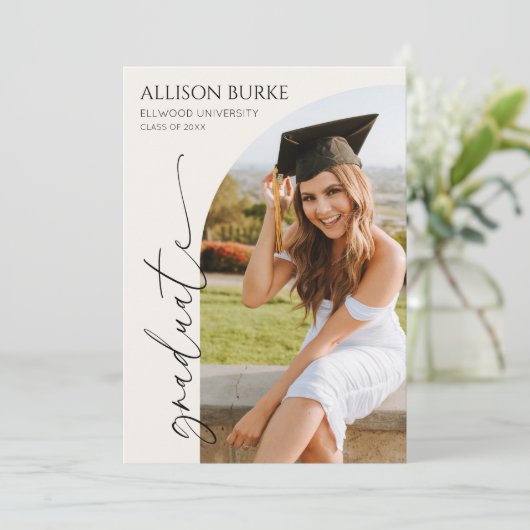 Minimale Minimalistische Foto Arch Graduation Part Einladung (Stehend Vorderseite)