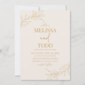 Minimale Minimalistische Goldbeige-Zweigstelle Einladung (Vorderseite)