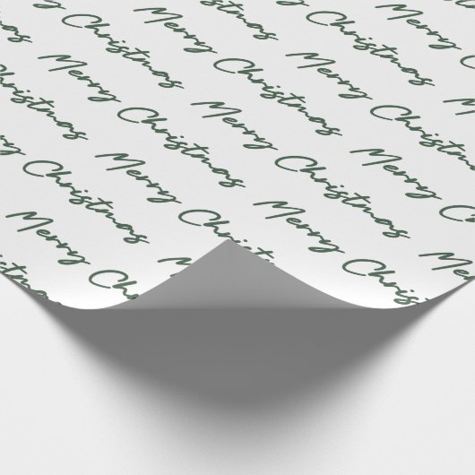 Minimale Minimalistische grüne Kursivschrift Weihn Geschenkpapier (Ecke)