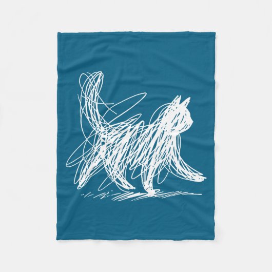 Minimale Minimalistische Katzenkunst Fleecedecke (Vorderseite)