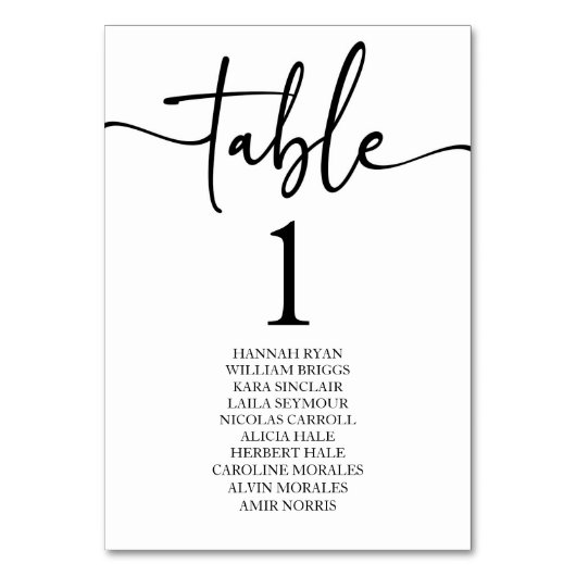 Minimale Minimalistische moderne klassische Basish Tischnummer (Rückseite)