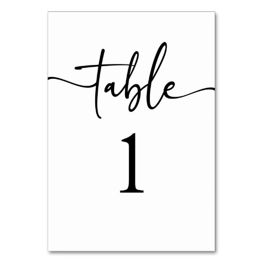 Minimale Minimalistische moderne klassische Basish Tischnummer (Vorderseite)