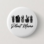 Minimale Minimalistische Pflanze Mama Mama Schwarz Button (Vorderseite)