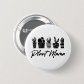 Minimale Minimalistische Pflanze Mama Mama Schwarz Button (Vorne & Hinten)