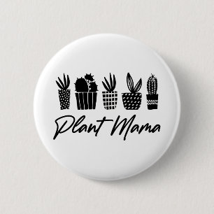 Minimale Minimalistische Pflanze Mama Mama Schwarz Button