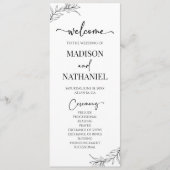 Minimale Minimalistische Schwarz-weiße Branch Leaf Programm (Vorderseite)