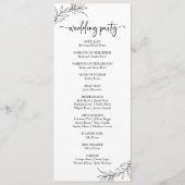 Minimale Minimalistische Schwarz-weiße Branch Leaf Programm (Rückseite)