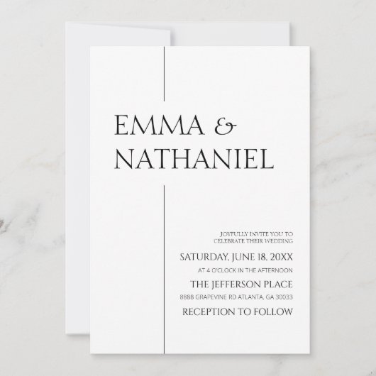 Minimale Minimalistische Schwarz-weiße Einfache Ho Einladung (Vorderseite)