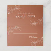 Minimale Minimalistische Terracotta Branch Leaf We Platzkarte (Außenseite Aufgefaltet)