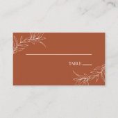 Minimale Minimalistische Terracotta Branch Leaf We Platzkarte (Vorderseite)