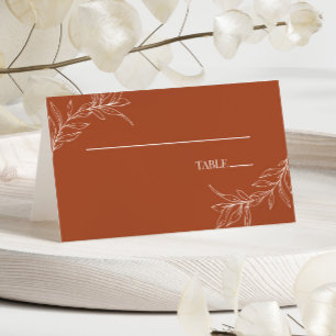 Minimale Minimalistische Terracotta Branch Leaf We Platzkarte