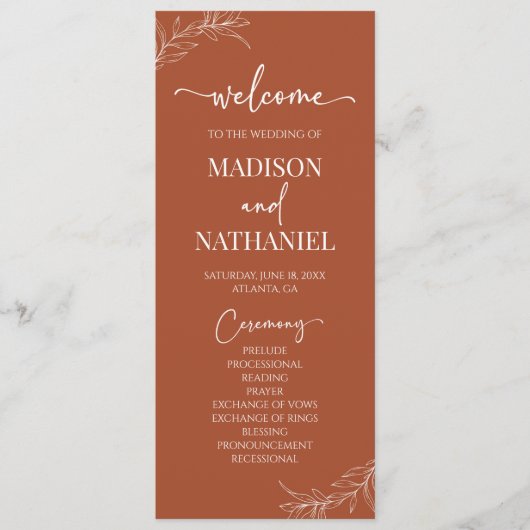 Minimale Minimalistische Terracotta Branch Leaf We Programm (Vorderseite)