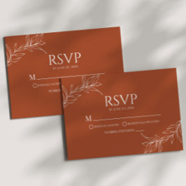 Minimale Minimalistische Terracotta Branch Leaf We RSVP Karte