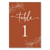 Minimale Minimalistische Terracotta Branch Leaf We Tischnummer (Rückseite)