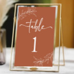 Minimale Minimalistische Terracotta Branch Leaf We Tischnummer<br><div class="desc">Dies ist eine minimale Minimalistische Terracotta Branch Leaf Wedding Tischnummer!</div>