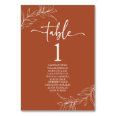 Minimale Minimalistische Terracotta Branch Leaf We Tischnummer (Vorderseite)