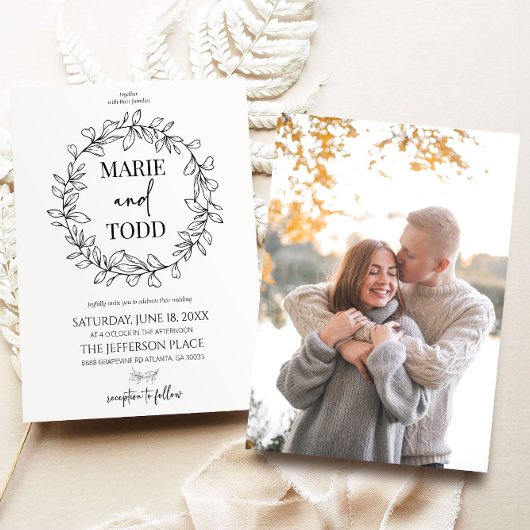 Minimale Minimalistische Zweigstelle und Leaf-Kran Einladung