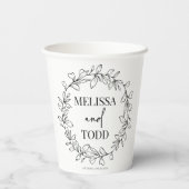 Minimale Minimalistische Zweigstelle und Leaf-Kran Pappbecher (Rückseite)