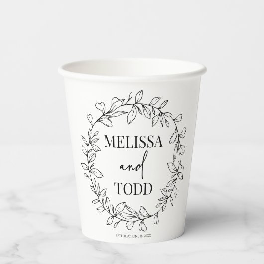 Minimale Minimalistische Zweigstelle und Leaf-Kran Pappbecher (Rückseite)