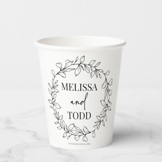 Minimale Minimalistische Zweigstelle und Leaf-Kran Pappbecher (Vorderseite)