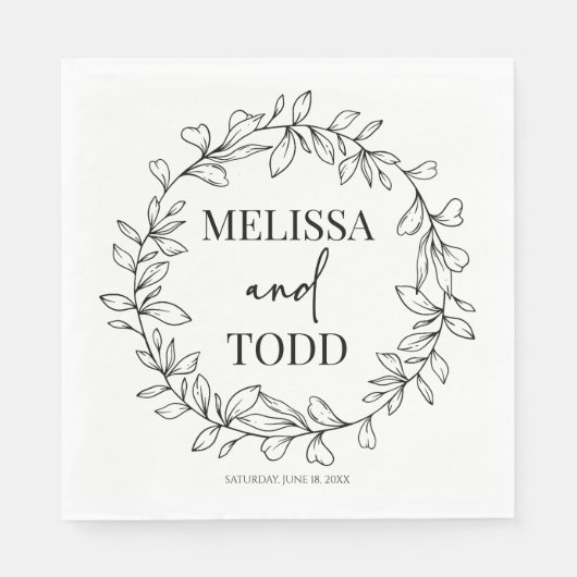 Minimale Minimalistische Zweigstelle und Leaf-Kran Serviette (Vorderseite)