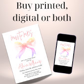 Minimale Miss an MRS. Ribbon Pink Bow Brautparty Einladung