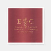 Minimale Mit Monogramm Blütenmetalle Serviette (Vorderseite)