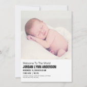 Minimale Mod Baby Foto Geburtskarte Einladung (Vorderseite)