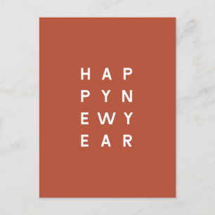 Minimale Mod Orange Typografie Foto Neujahr Feiertagspostkarte