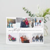 minimale moderne 6 Multi Foto Collage Hochzeit Save The Date (Stehend Vorderseite)