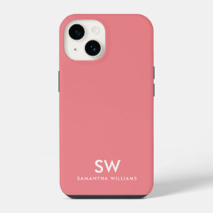 Minimale moderne Anfangsmonogramm in Korallenrosa iPhone 14 Hülle