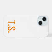 Minimale moderne Anfangsmonogramm-Initialen Orange iPhone 15 Hülle (Rückseite (Horizontal))