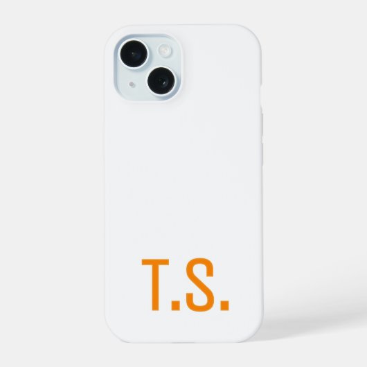 Minimale moderne Anfangsmonogramm-Initialen Orange iPhone 15 Hülle (Rückseite)