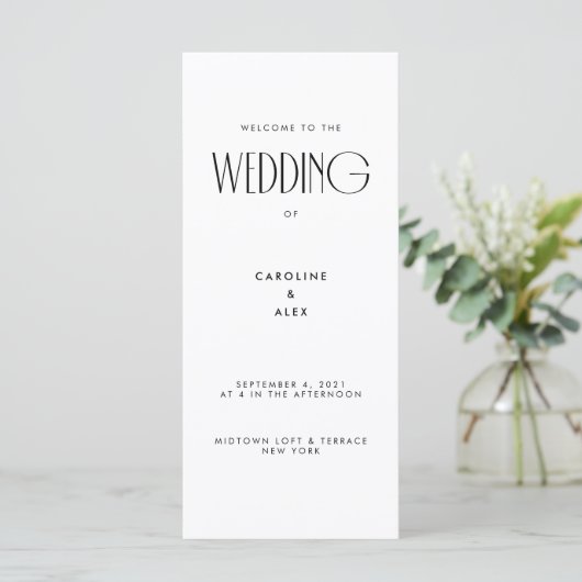 Minimale moderne Art Deco Typografie Hochzeit (Stehend Vorderseite)