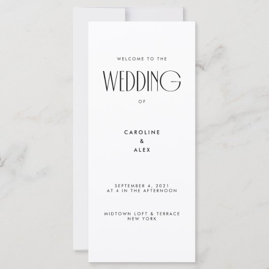 Minimale moderne Art Deco Typografie Hochzeit (Vorderseite)