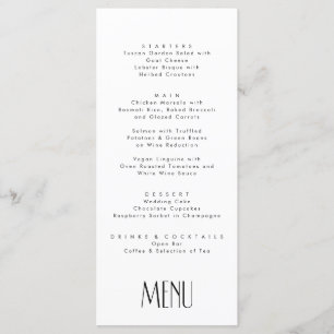 Minimale moderne Art Deco Typografie Hochzeit Menükarte