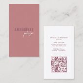 Minimale moderne Berufliche QR Code Dusty Rose Visitenkarte (Vorne/Hinten)