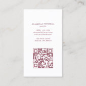 Minimale moderne Berufliche QR Code Dusty Rose Visitenkarte (Rückseite)