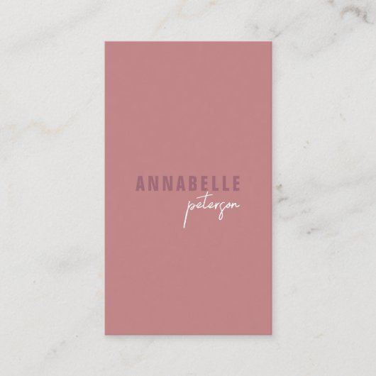 Minimale moderne Berufliche QR Code Dusty Rose Visitenkarte (Vorderseite)