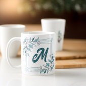 Minimale moderne bläserne weiße und grüne Monogram Kaffeetasse