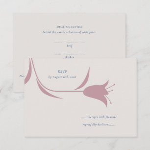 Minimale moderne Blumen Mauve und Staubblau RSVP Karte