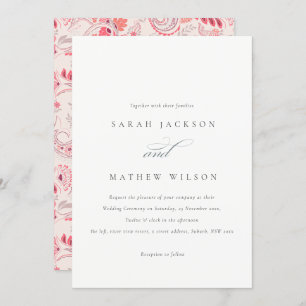 Minimale moderne Blush Paisley Typografie Hochzeit Einladung