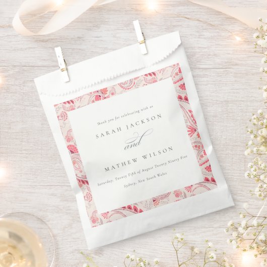 Minimale moderne Blush Paisley Typografie Hochzeit Geschenktütchen (Ausgeschnitten)
