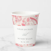 Minimale moderne Blush Paisley Typografie Hochzeit Pappbecher (Vorderseite)