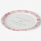 Minimale moderne Blush Paisley Typografie Hochzeit Pappteller (Schrägansicht)