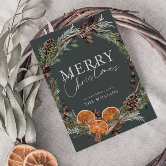 Minimale moderne Citrus Wreath Skript Weihnachten